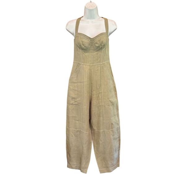 Rhode Linen Khaki Green Romper NWT Size Small/2 - Picture 1 of 3